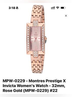 Invicta Rose Gold Crystal Accent Women's Bracelet Watch
